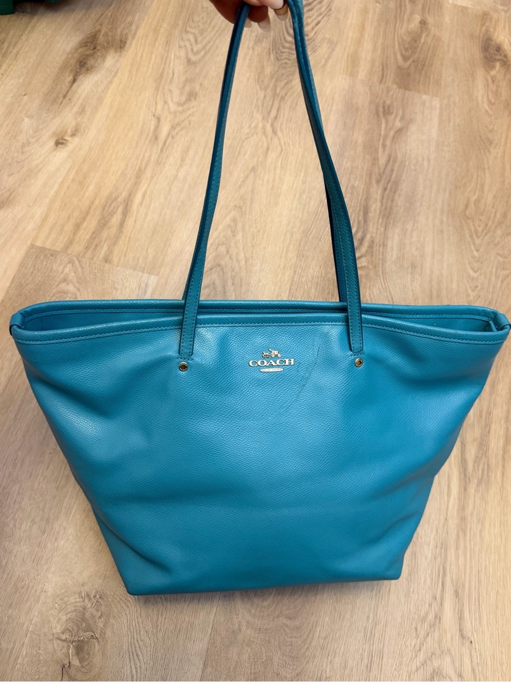 Coach Teal Blue Leather Tote Bag